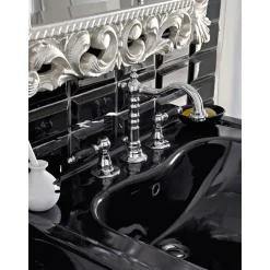 Batteria Lavabo 3 Fori con Scarico Ottone Stile Classico Artigianale - Noriana