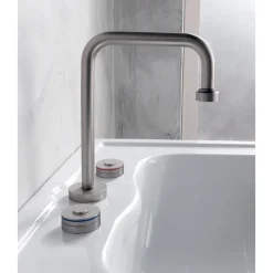 Batteria Lavabo Moderna 3 Fori con Linee Rosso e Blu Made in Italy - Quito