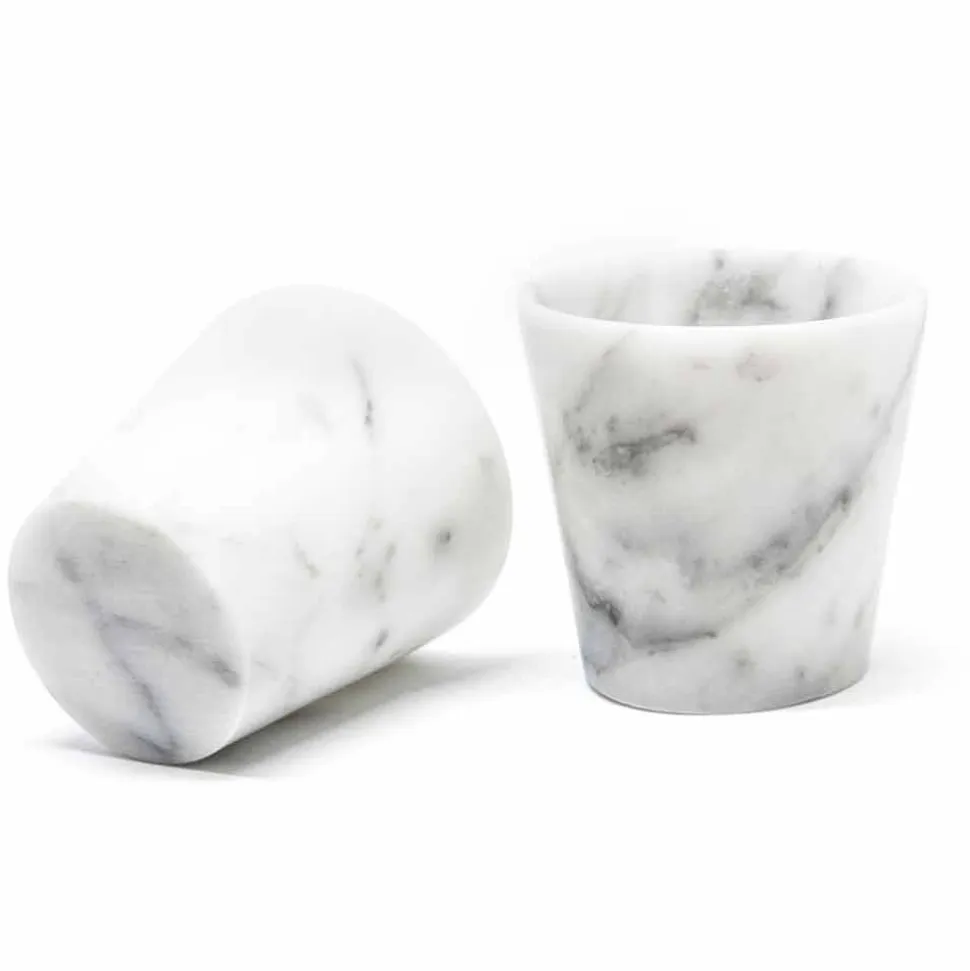 Bicchiere Grappa di Design in Marmo Bianco di Carrara Made in Italy - Fergie