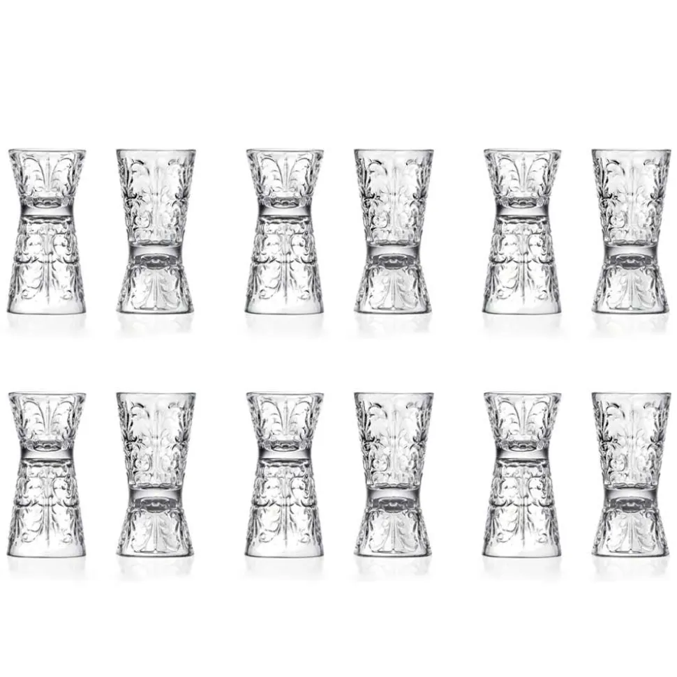 12 Bicchieri Jigger Design Decorato di Lusso in Cristallo Ecologico - Destino
