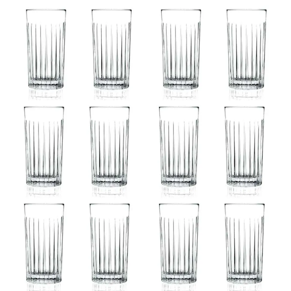 12 Bicchieri Tumbler Alti Highball in Eco Cristallo Decorato - Senzatempo