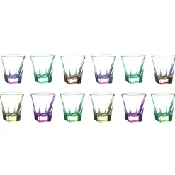 Bicchieri Tumbler Bassi Bibita in Cristallo Eco Colorato 12 Pz - Amalgama