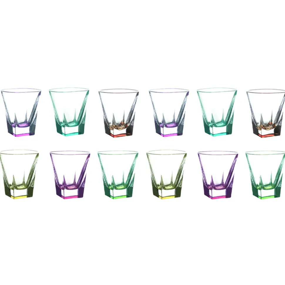 Bicchieri Tumbler Bassi Bibita in Cristallo Eco Colorato 12 Pz - Amalgama
