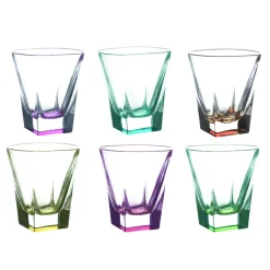 Bicchieri Tumbler Bassi Bibita in Cristallo Eco Colorato 12 Pz - Amalgama