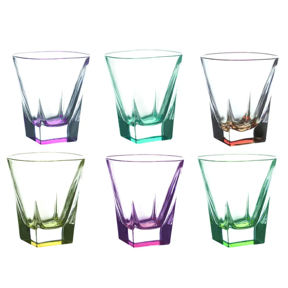 Bicchieri Tumbler Bassi Bibita in Cristallo Eco Colorato 12 Pz - Amalgama