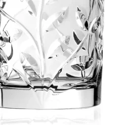 Bicchieri Tumbler Bassi in Eco Cristallo Decoro a Foglia 12 Pz - Magnolio