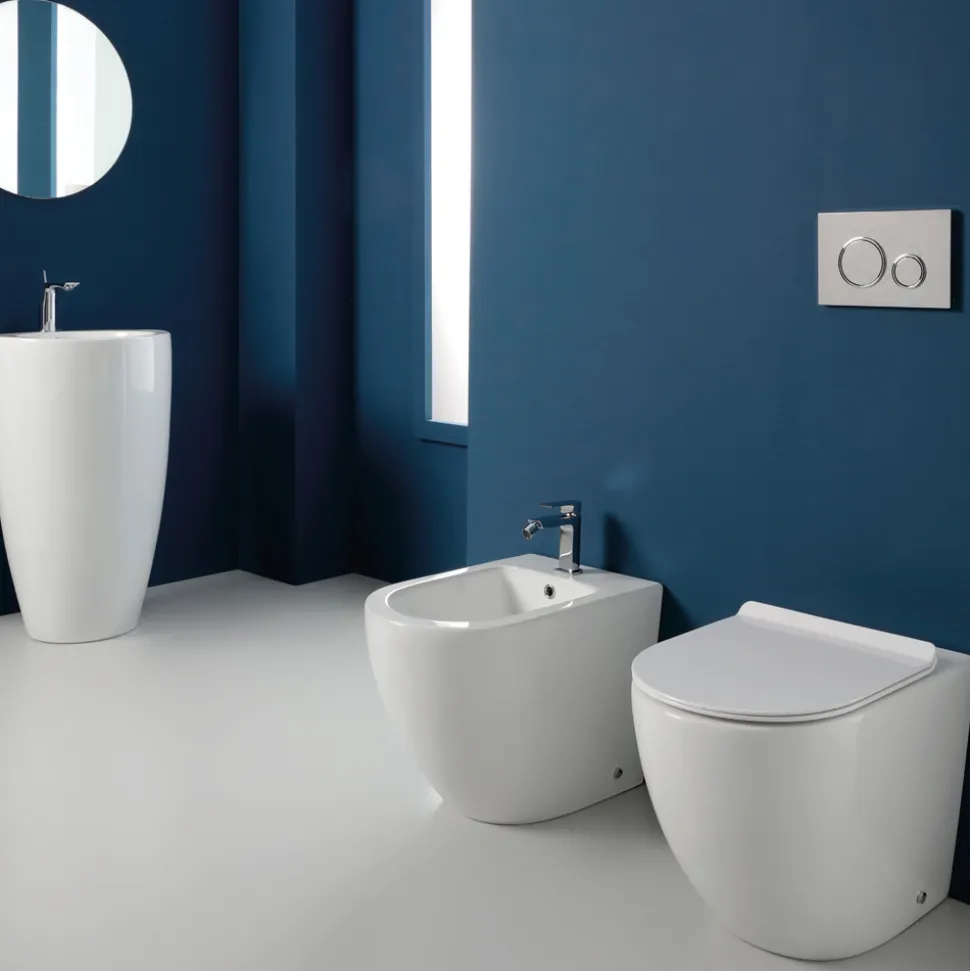 Bidet a Terra Ciclonico Monoforo in Ceramica dal Design Moderno - Aralia