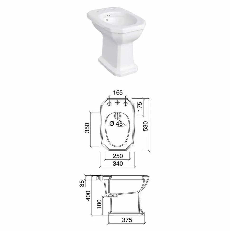 Bidet da Terra Bianco in Ceramica Stile Vintage Made in Italy - Nausica