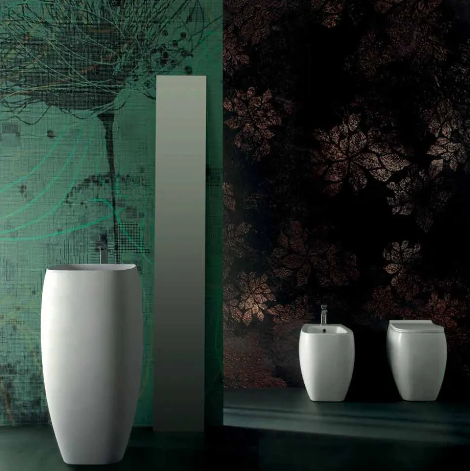 Bidet in ceramica bianca dal design moderno Gais, fatto in Italia