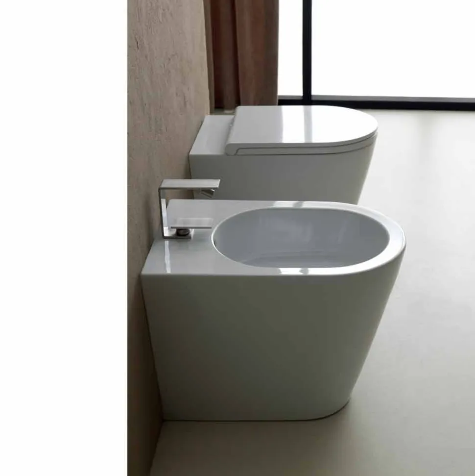 Bidet in ceramica 57x37cm design moderno Sun, made in Italy