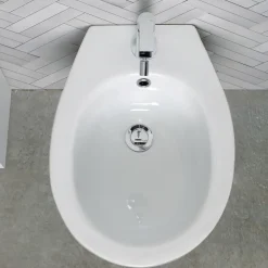 Bidet Monoforo a Terra in Ceramica Bianca dal Design Classico - Silice