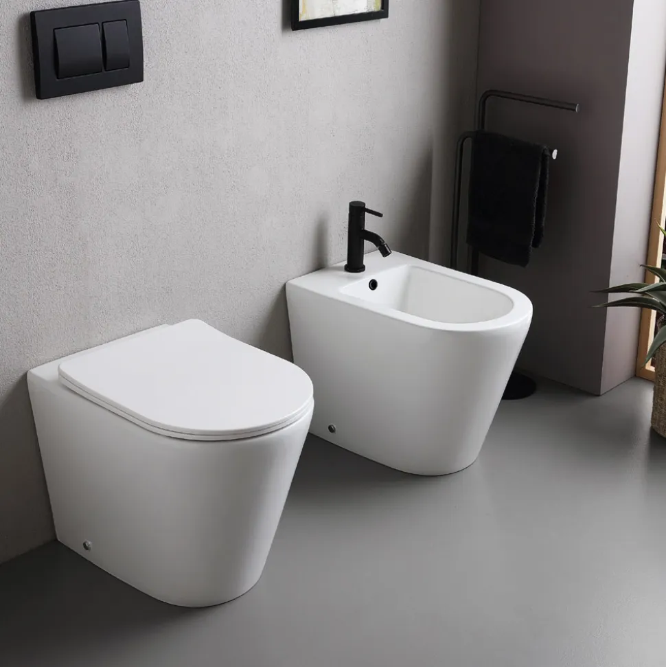 Bidet Monoforo a Terra in Ceramica Bianca dal Design Moderno Elegante - Salice