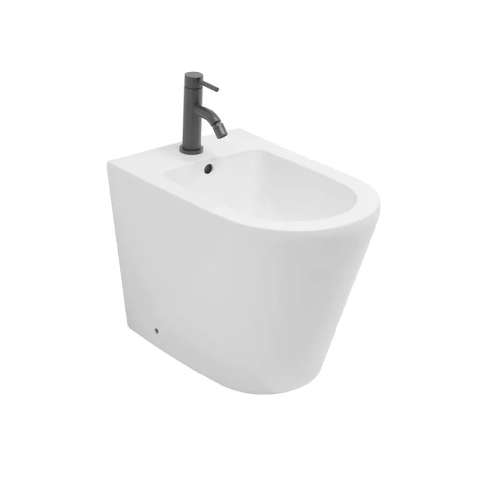 Bidet Monoforo a Terra in Ceramica Bianca dal Design Moderno Elegante - Salice