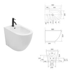 Bidet Monoforo a Terra in Ceramica Bianca Resistente e Design Moderno - Olmo