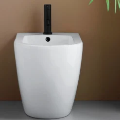 Bidet Monoforo a Terra in Ceramica Bianca Resistente e Design Moderno - Olmo