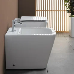 Bidet Monoforo A Terra in Ceramica Bianca dal Design Moderno Elegante - Giunco