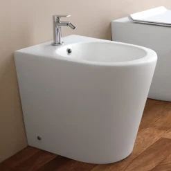 Bidet Monoforo a Terra in Ceramica Bianca dal Design Moderno - Ginepro