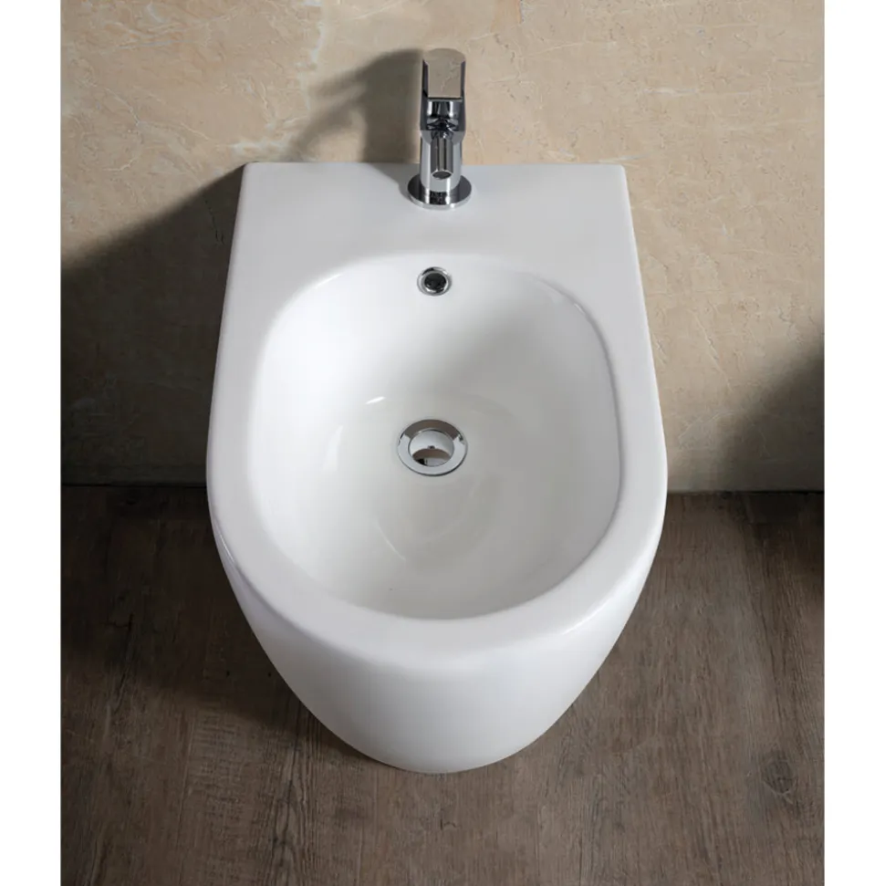 Bidet Monoforo a Terra in Ceramica Bianca Resistente e Design Moderno - Aster