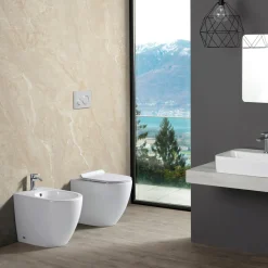 Bidet Monoforo a Terra in Ceramica Bianca Resistente e Design Moderno - Aster