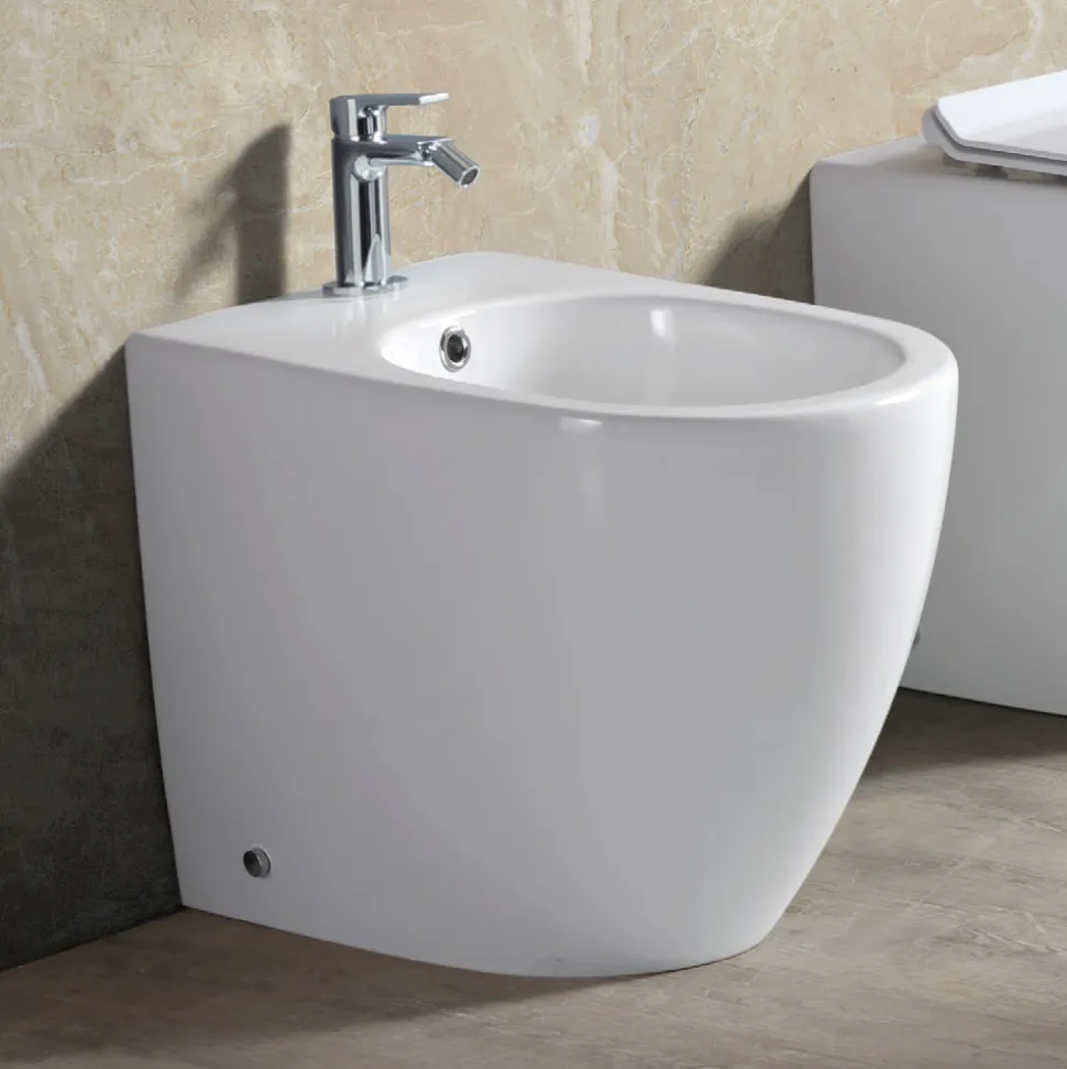 Bidet Monoforo a Terra in Ceramica Bianca Resistente e Design Moderno - Aster