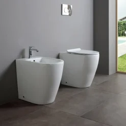 Bidet Monoforo con Scarico Traslato in Ceramica dal Design Moderno - Oleandro