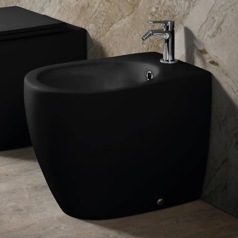 Bidet Monoforo in Ceramica Opaca Bianca e Nera Dal Design Moderno - Aster