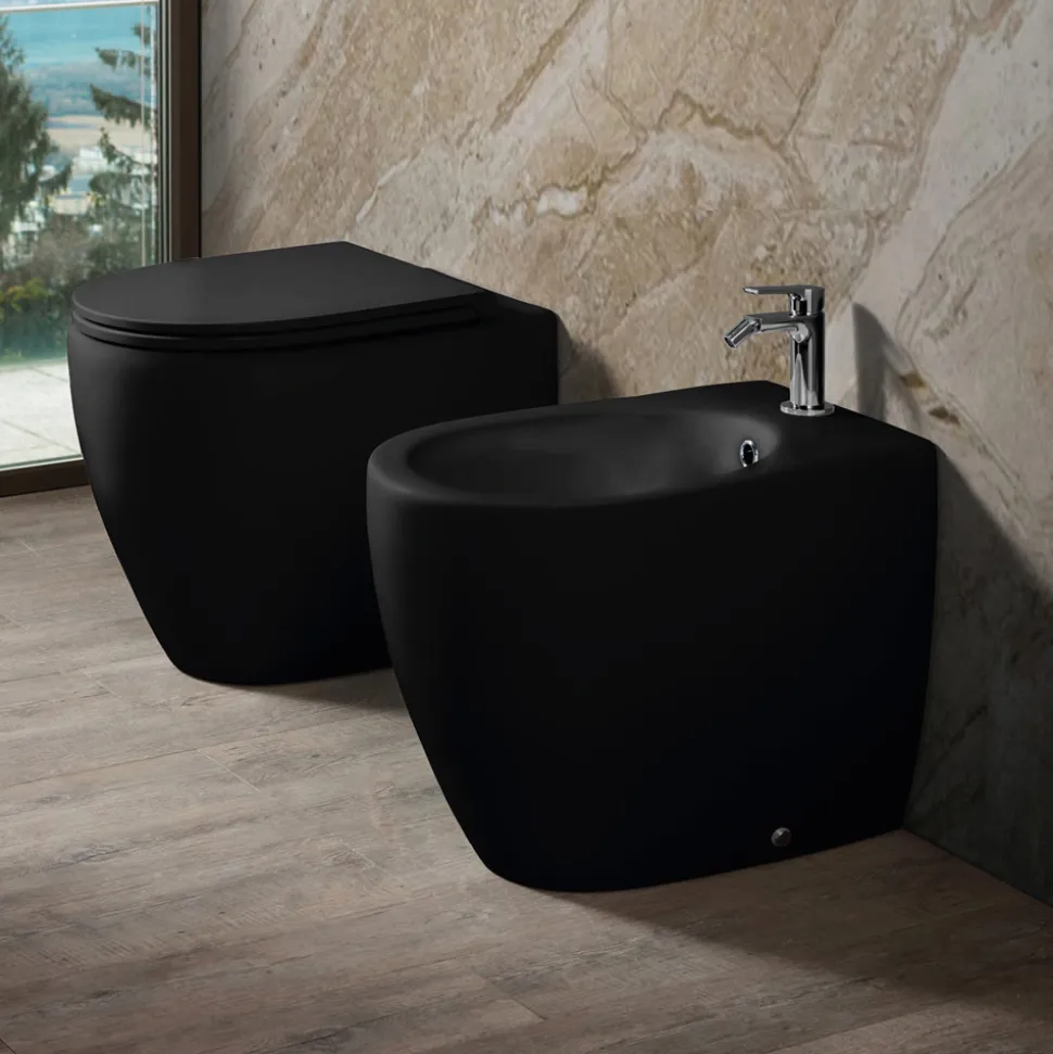 Bidet Monoforo in Ceramica Opaca Bianca e Nera Dal Design Moderno - Aster