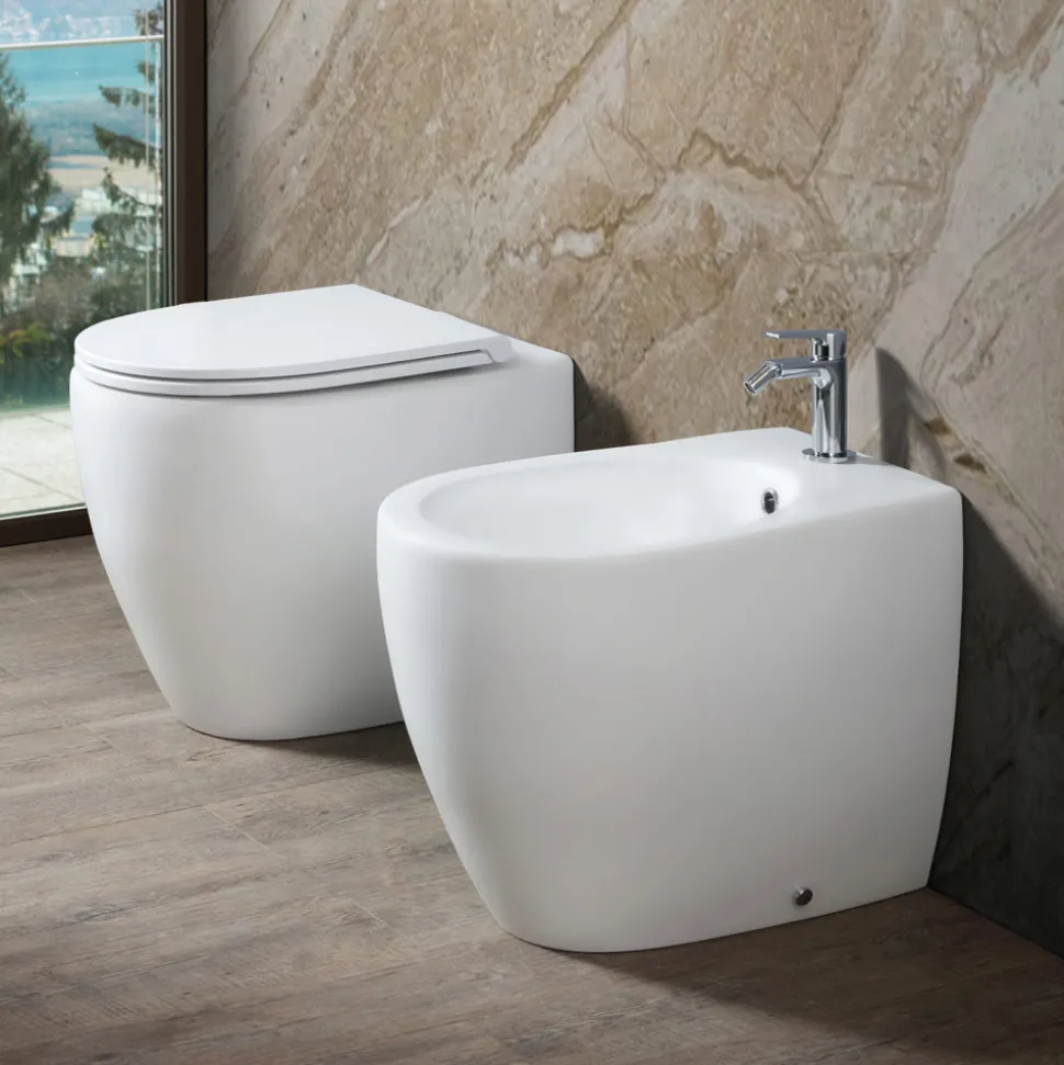 Bidet Monoforo in Ceramica Opaca Bianca e Nera Dal Design Moderno - Aster