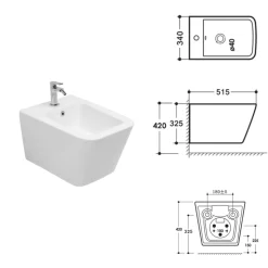 Bidet Monoforo Sospeso in Ceramica Bianca dal Design Moderno Elegante - Giunco