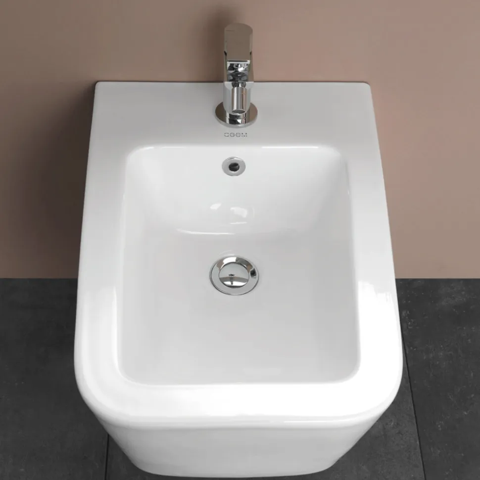Bidet Monoforo Sospeso in Ceramica Bianca dal Design Moderno Elegante - Giunco