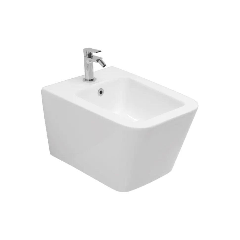 Bidet Monoforo Sospeso in Ceramica Bianca dal Design Moderno Elegante - Giunco