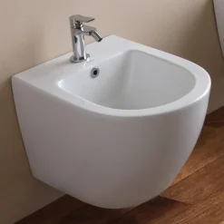 Bidet Monoforo Sospeso in Ceramica Bianca dal Design Moderno - Ginepro
