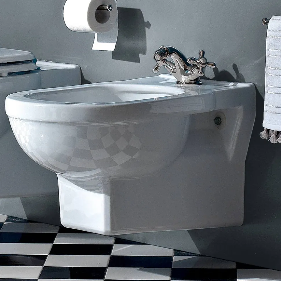 Bidet Monoforo Vintage Sospeso in Ceramica Bianca Made in Italy – Marwa