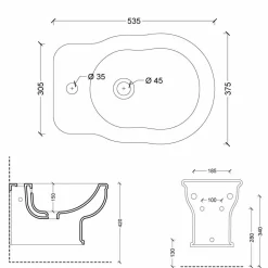 Bidet sospeso classico in ceramica bianca Style 54x36 cm, made Italy