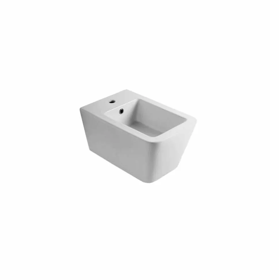 Bidet sospeso in ceramica di design Sun Square 55x35cm, made in Italy