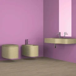 Bidet sospeso in ceramica di moderno design prodotto in Italia, Amleto