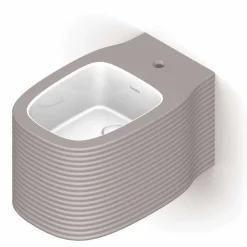 Bidet sospeso in ceramica di moderno design prodotto in Italia, Amleto