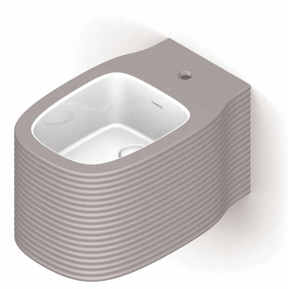 Bidet sospeso in ceramica di moderno design prodotto in Italia, Amleto
