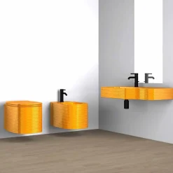 Bidet sospeso in ceramica di moderno design prodotto in Italia, Amleto
