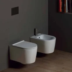 Bidet sospeso in ceramica moderno Shine Square 50x35cm, made in Italy