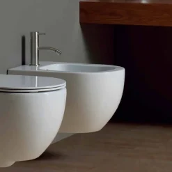 Bidet sospeso moderno in ceramica bianca Star 50x35cm made in Italy