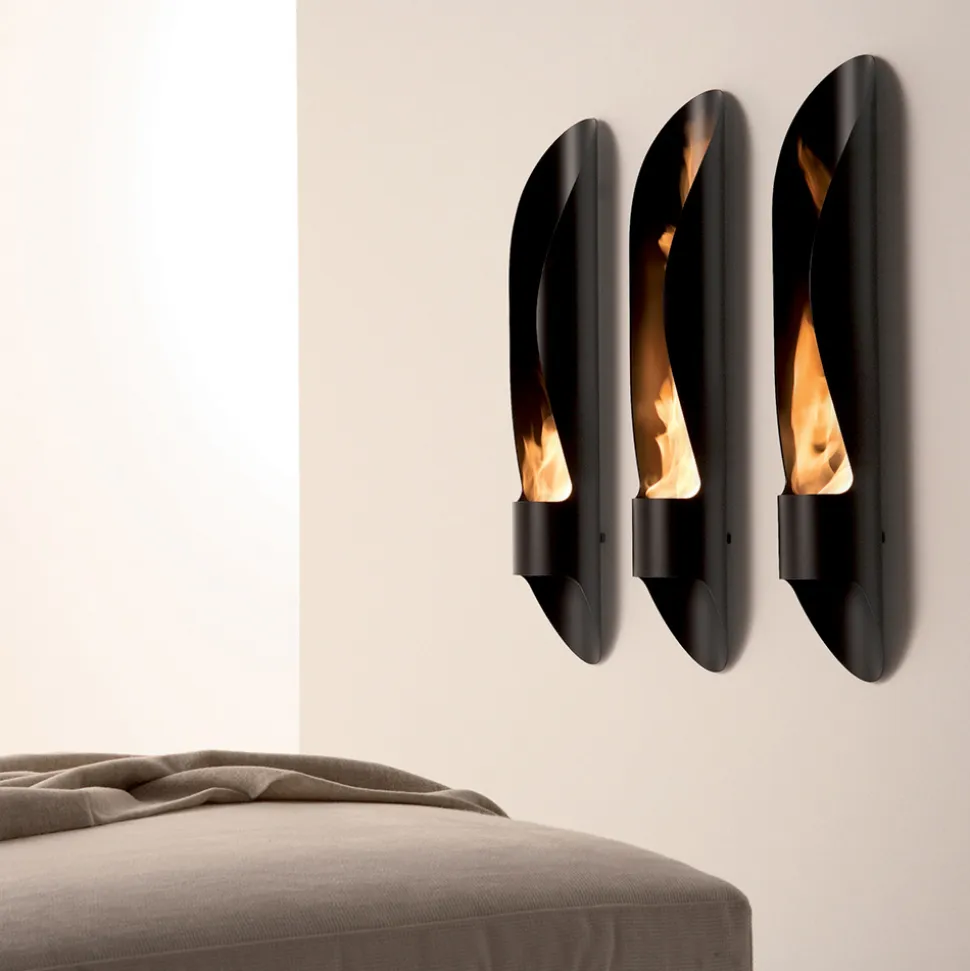 Biocamino da Parete di Design Tubolare e Moderno in Acciaio Nero - Jackson