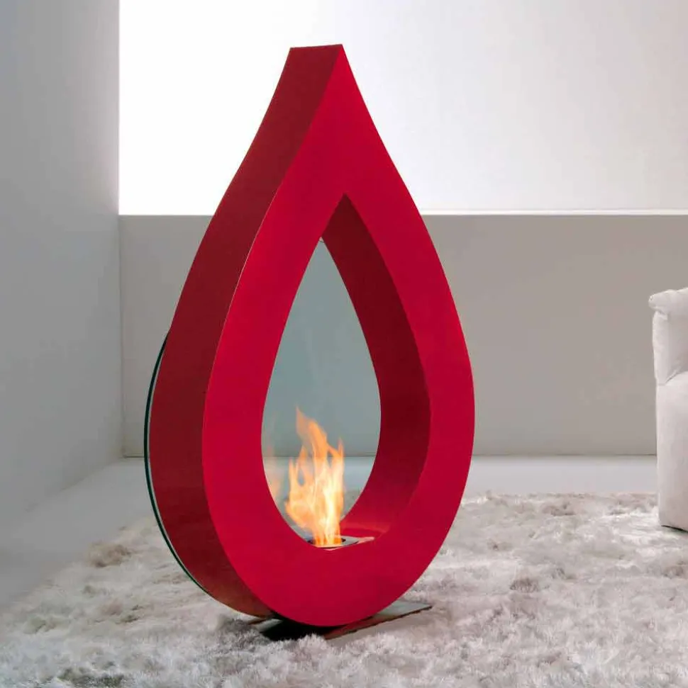 Biocamino da terra a bioetanolo, design moderno a forma di fiamma Todd