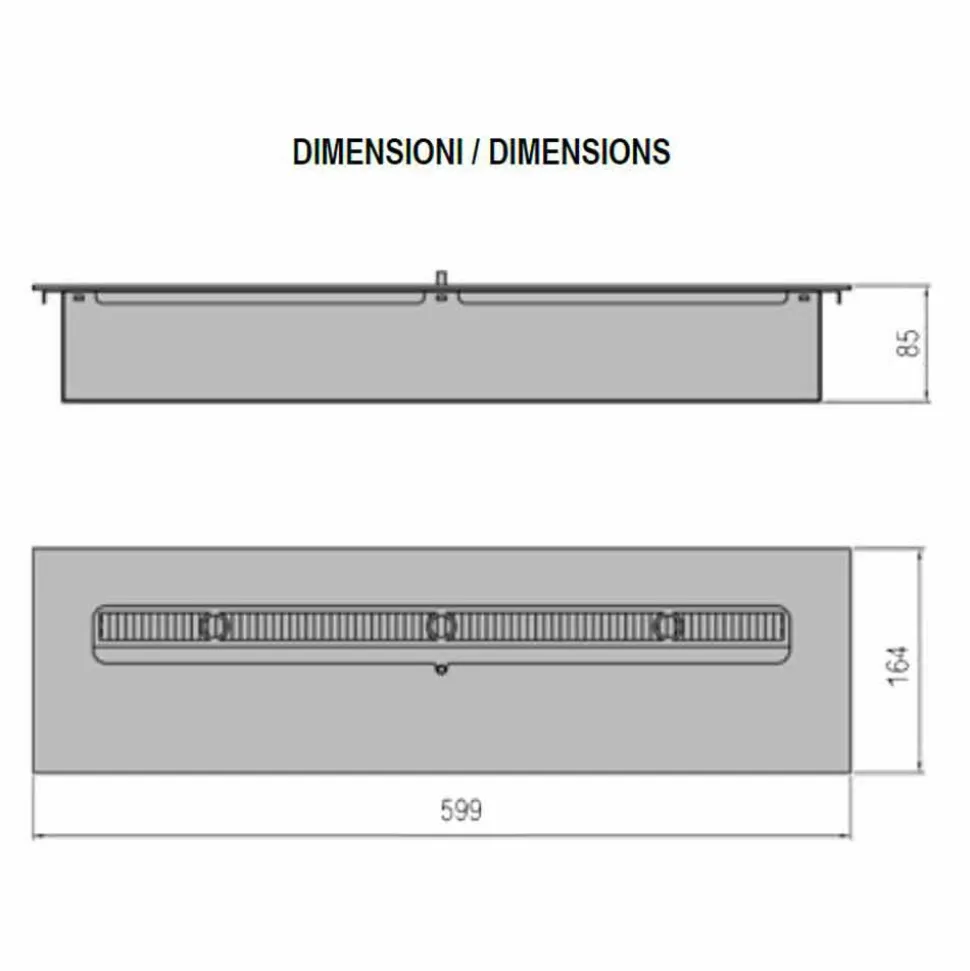 Bruciatore Bioetanolo in Acciaio Inox per Camino Lineare Made in Italy - Brandon