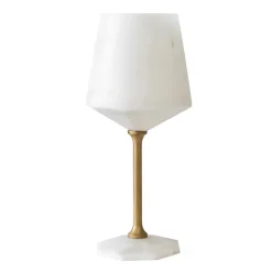 Calice da Vino in Marmo Bianco di Carrara Satinato e Ottone Design - Caglio