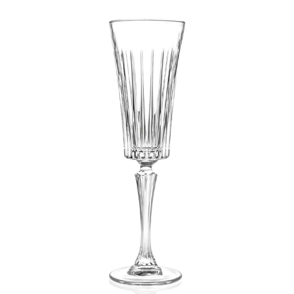 12 Calici Flute da Spumante Decoro Tagli Lineari in Cristallo Eco - Senzatempo