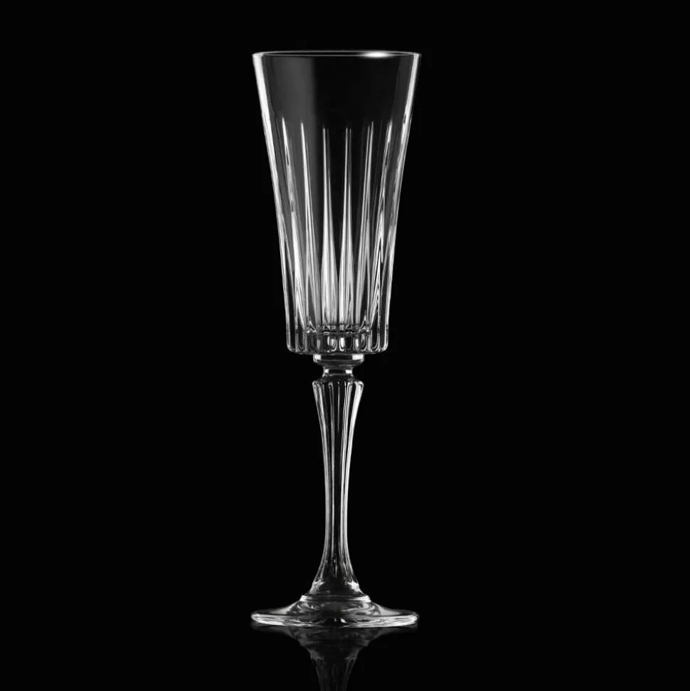 12 Calici Flute da Spumante Decoro Tagli Lineari in Cristallo Eco - Senzatempo