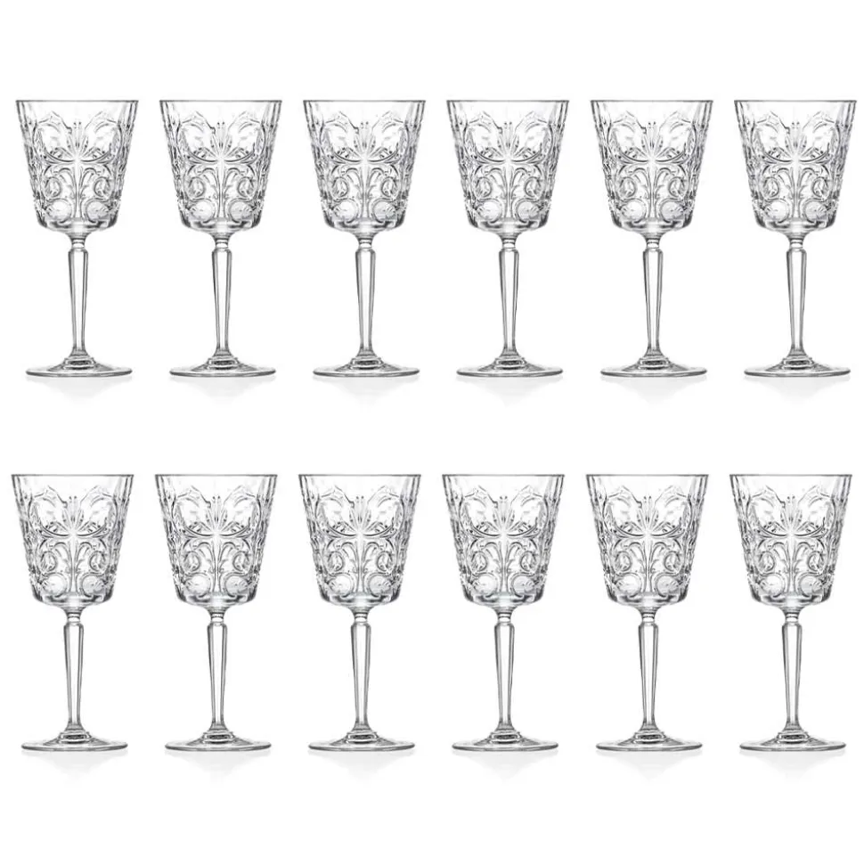 12 Calici per Acqua Bibite o Cocktail Design in Eco Cristallo Decorato - Destino