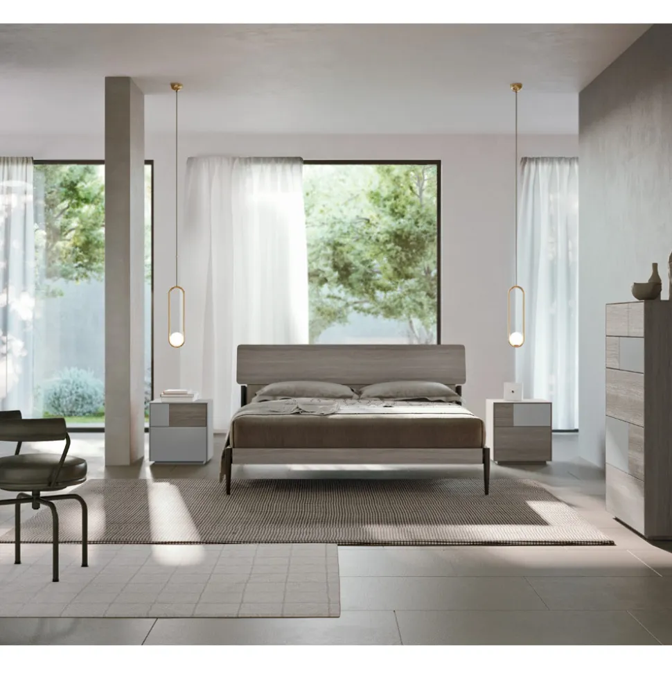 Camera da Letto Moderna a 4 Elementi in Stile Moderno Made in Italy - Lusinda