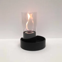 Caminetto a bioetanolo da tavolo in ceramica e vetro Jim, made in Italy